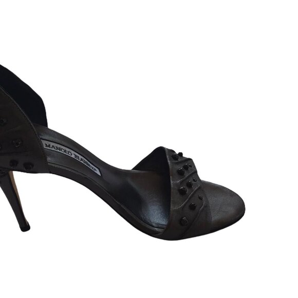 Manolo Blahnik Women's Black Studded High Heel Sandals Size 7 - Picture 3 of 4